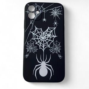 Black Spider Web Silicone Phone Case - Halloween Graphic Cover